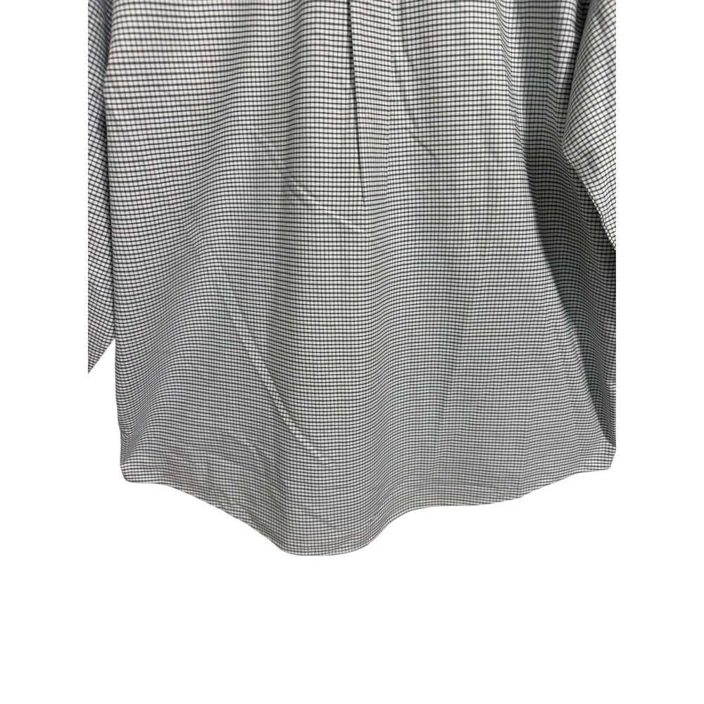 LL Bean Button Down Shirt Mens 17-35 Green Blue Check Wrinkle Resistant Cotton - Picture 4 of 7
